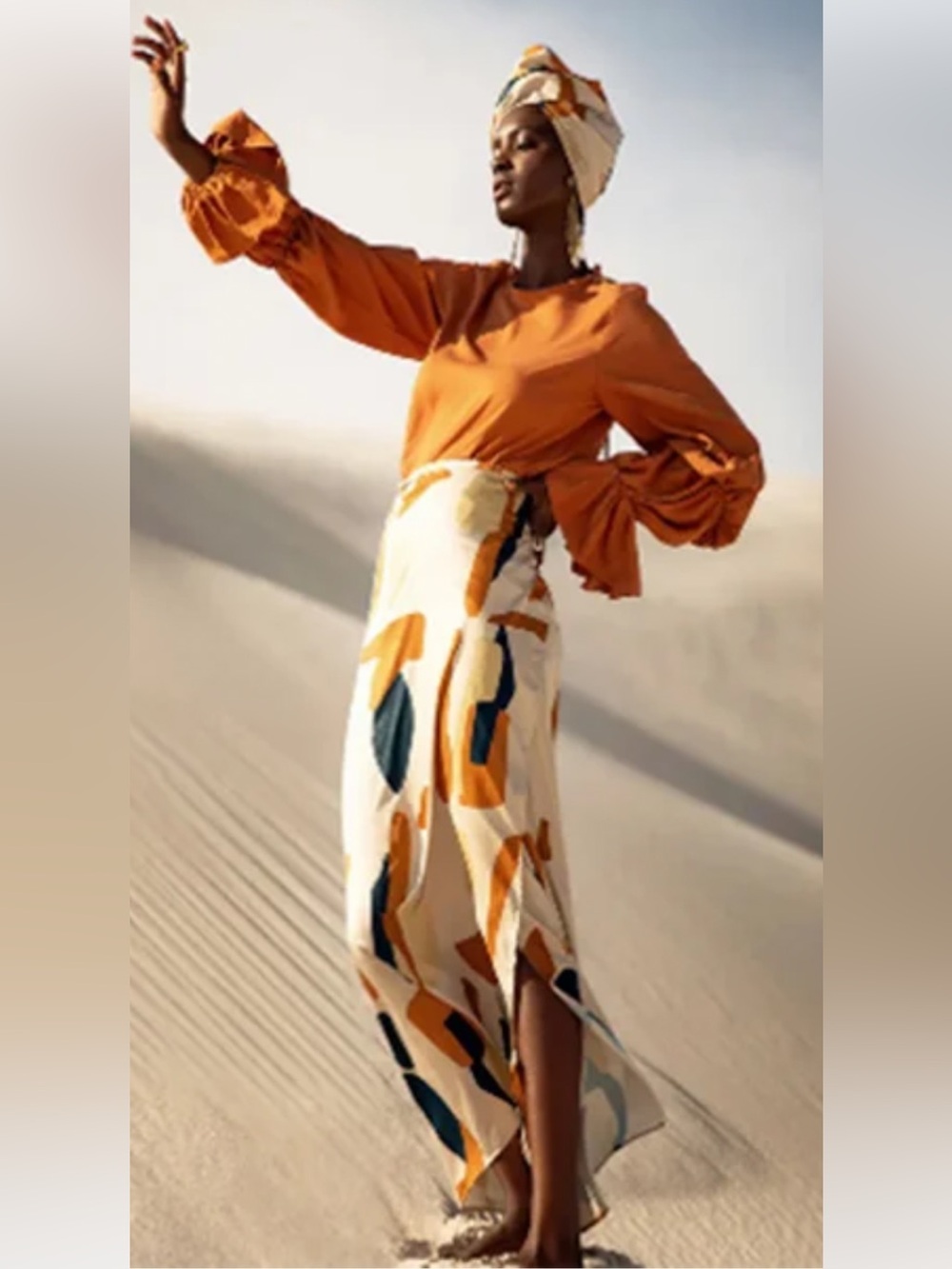 Diarrablu Seur Tilo Maxi Length Wrap Skirt Textured with Abstract Print Size XL